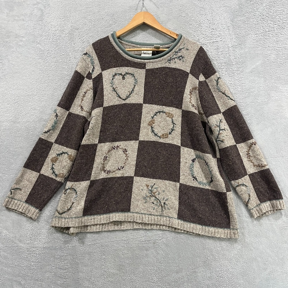 Vintage Christopher & Banks Sweater Women 2X Hand Embroidered Sweater 90s Boho
